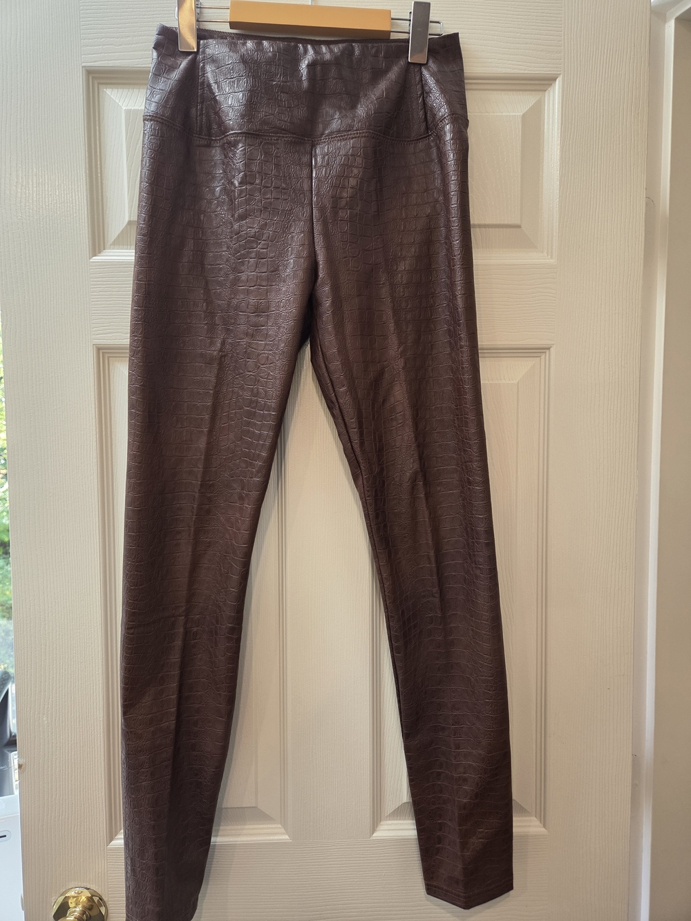 7 For All Mankind Brown Croc Faux Leather Leggings Pants S